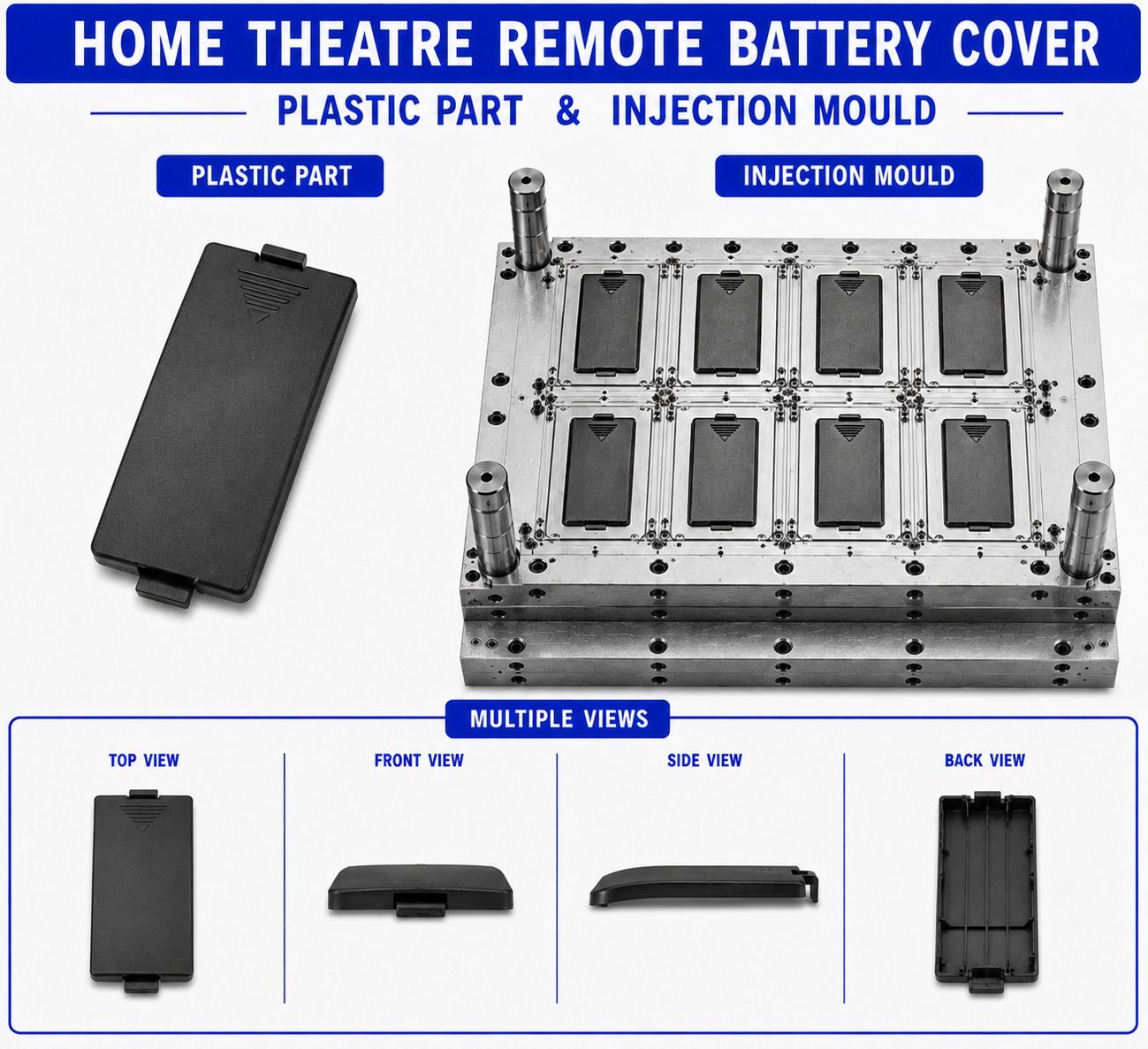 Home Theatre Plastic Remote Battery Cover Mould and Moulding Service